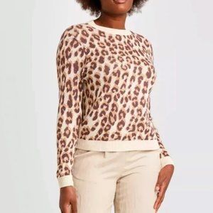 A New Day Leopard Print Knit Sweater Size Medium